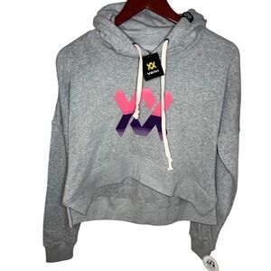 NWT Volkl Skis Womens Crop Hoodie Heather‎ Gray Pink Purple Logo Small